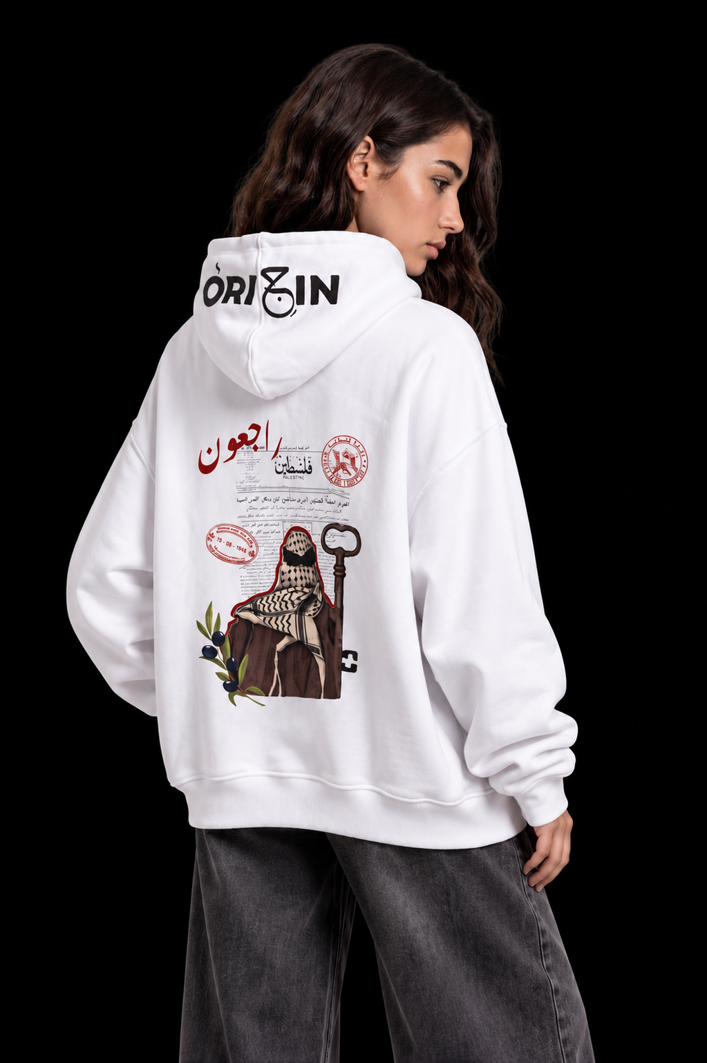 Palestine Returns Hoodie – White / Black